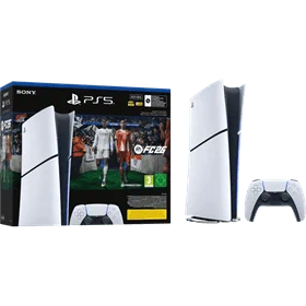 קונסולה Sony PlayStation 5 Slim 825GB Digital Edition כולל שובר למשחק FC 26 - צבע לבן שנה אחריות ע"י היבואן הרשמי