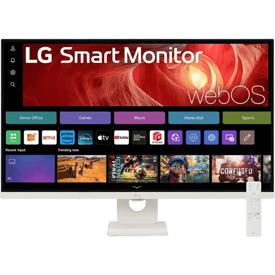 מסך מחשב חכם כולל שלט 31.5'' LG 32U721SA-W VA 4K UHD - צבע לבן שלוש שנות אחריות ע"י היבואן