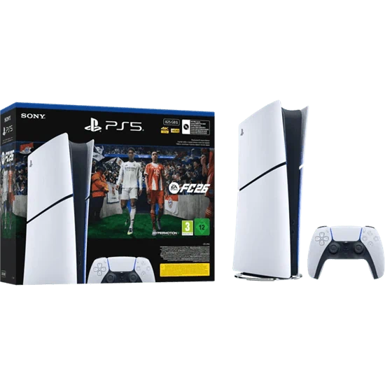 קונסולה Sony PlayStation 5 Slim 825GB Digital Edition כולל שובר למשחק FC 26 - צבע לבן שנה אחריות ע"י היבואן הרשמי